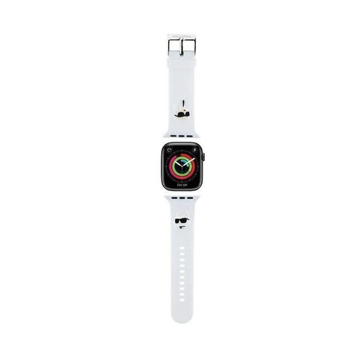 Karl Lagerfeld 3D gumos dirželis Karl&Choupette Heads , skirtas Apple Watch 42/44/45/49 mm - baltas