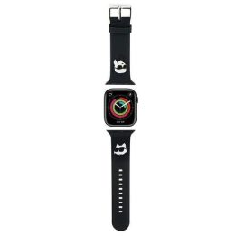 Karl Lagerfeld 3D gumos dirželis Karl&Choupette Heads , skirtas Apple Watch 42/44/45/49 mm - juodas