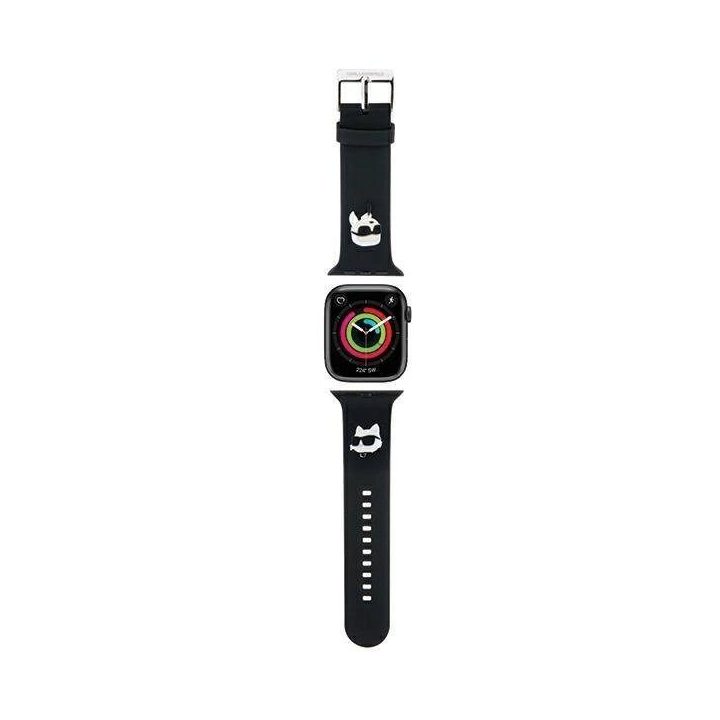 Karl Lagerfeld 3D gumos dirželis Karl&Choupette Heads , skirtas Apple Watch 42/44/45/49 mm - juodas