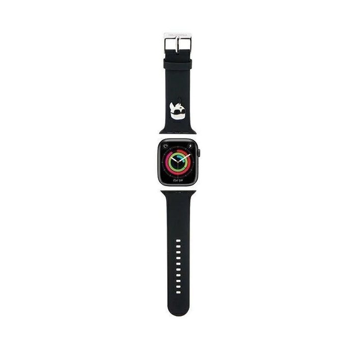 Karl Lagerfeld 3D guminis Karl Head dirželis, skirtas Apple Watch 42/44/45/49 mm - juodas