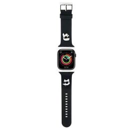Karl Lagerfeld 3D gumos dirželis Karl&Choupette Heads , skirtas Apple Watch 38/40/41 mm - juodas