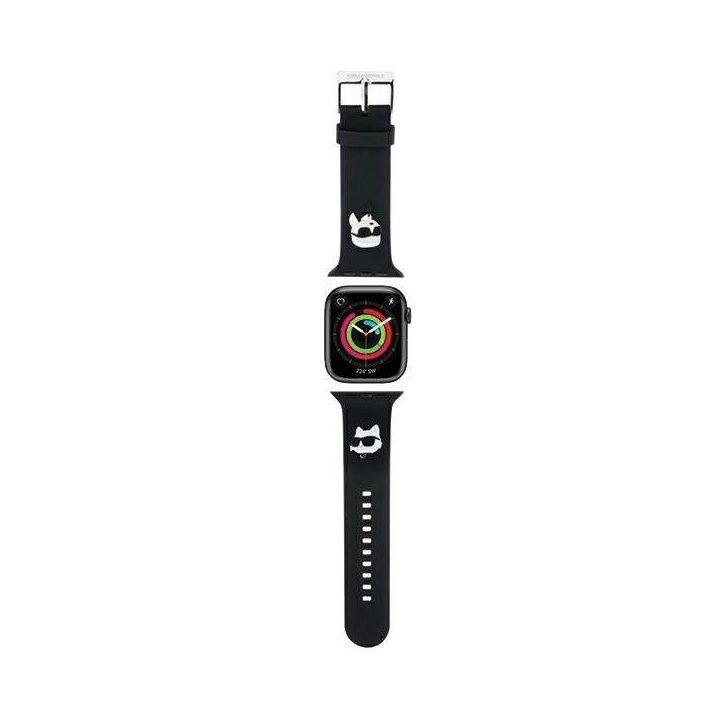 Karl Lagerfeld 3D gumos dirželis Karl&Choupette Heads , skirtas Apple Watch 38/40/41 mm - juodas