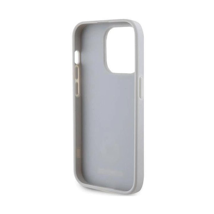 Guess Strass metalinis dėklas su logotipu iPhone 15 Pro - sidabrinis