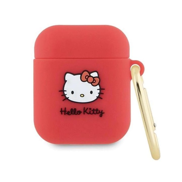 Hello Kitty silikoninis 3D Kitty Head dėklas AirPods 1/2 - fuksija