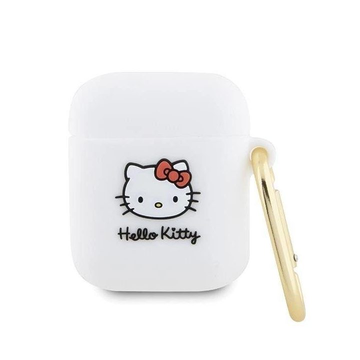 Hello Kitty silikoninis 3D Kitty Head dėklas AirPods 1/2 - baltas