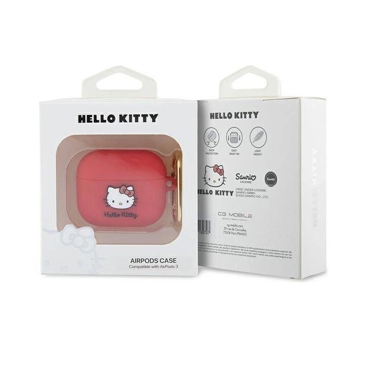 Hello Kitty silikoninis 3D Kitty Head dėklas AirPods 3 - fuksija
