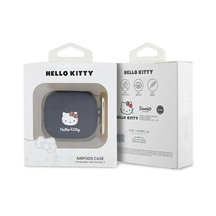 Hello Kitty silikoninis 3D Kitty Head dėklas AirPods 3 - juodas