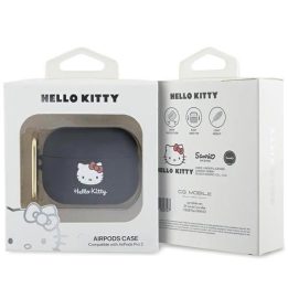 Hello Kitty silikoninis 3D kačiuko galvos dėklas AirPods Pro 2 (2022/2023) - juodas