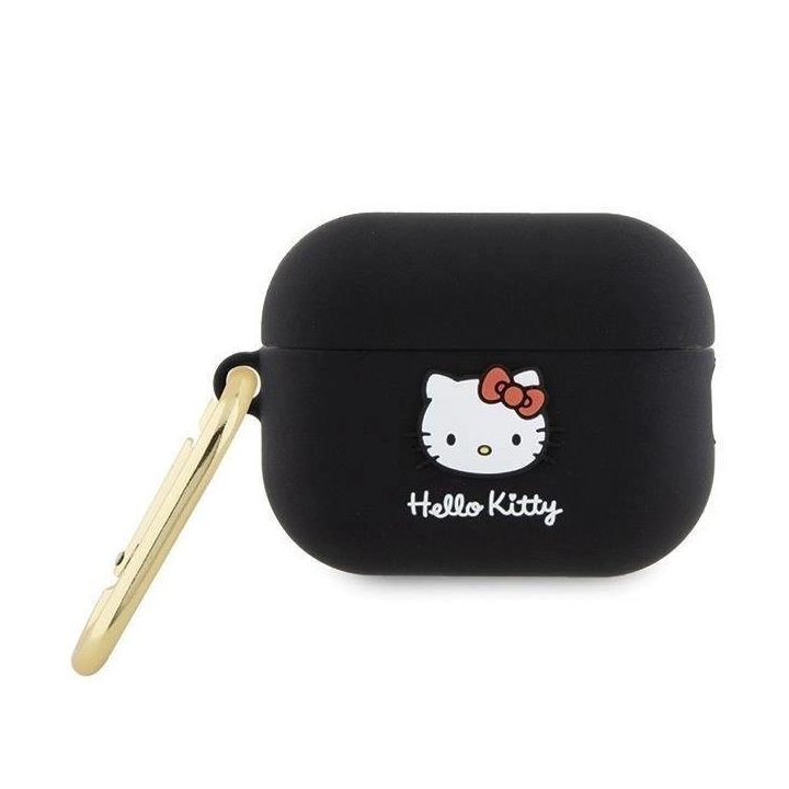 Hello Kitty silikoninis 3D kačiuko galvos dėklas AirPods Pro 2 (2022/2023) - juodas