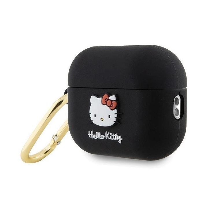 Hello Kitty silikoninis 3D kačiuko galvos dėklas AirPods Pro 2 (2022/2023) - juodas