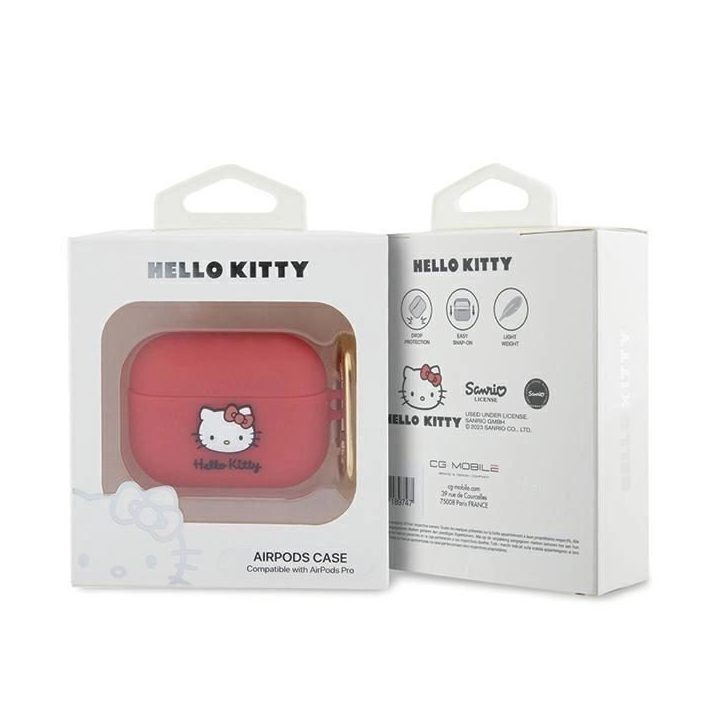 Hello Kitty silikoninis 3D Kitty Head dėklas AirPods Pro - fuksija