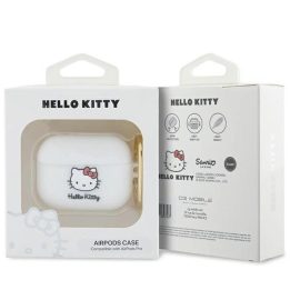 Hello Kitty silikoninis 3D Kitty Head dėklas AirPods Pro - baltas