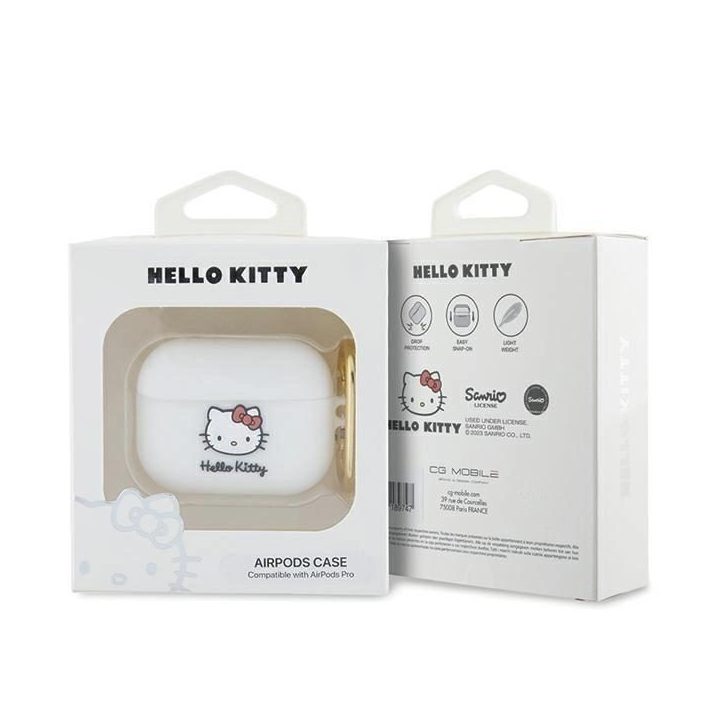 Hello Kitty silikoninis 3D Kitty Head dėklas AirPods Pro - baltas