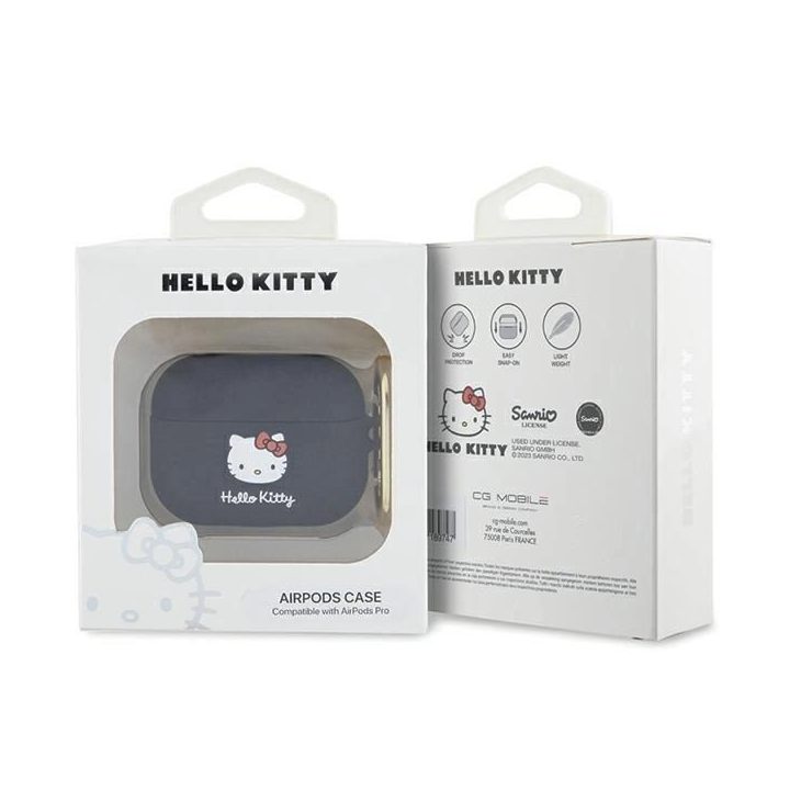 Hello Kitty silikoninis 3D Kitty Head dėklas AirPods Pro - juodas