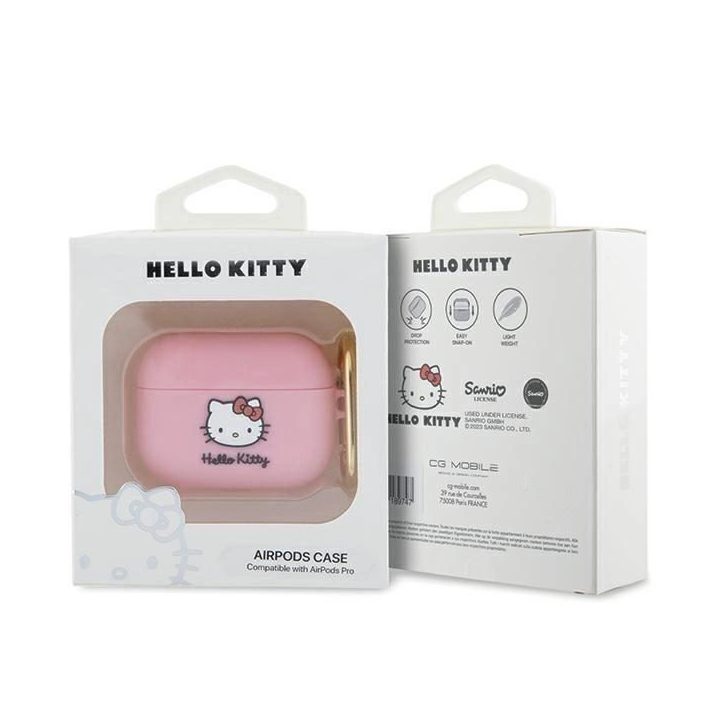 Hello Kitty silikoninis 3D Kitty Head dėklas AirPods Pro - rožinis