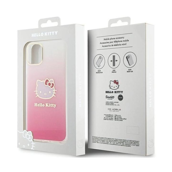 Hello Kitty IML gradientinis Electrop Kitty Head dėklas iPhone 11 / Xr - rožinis