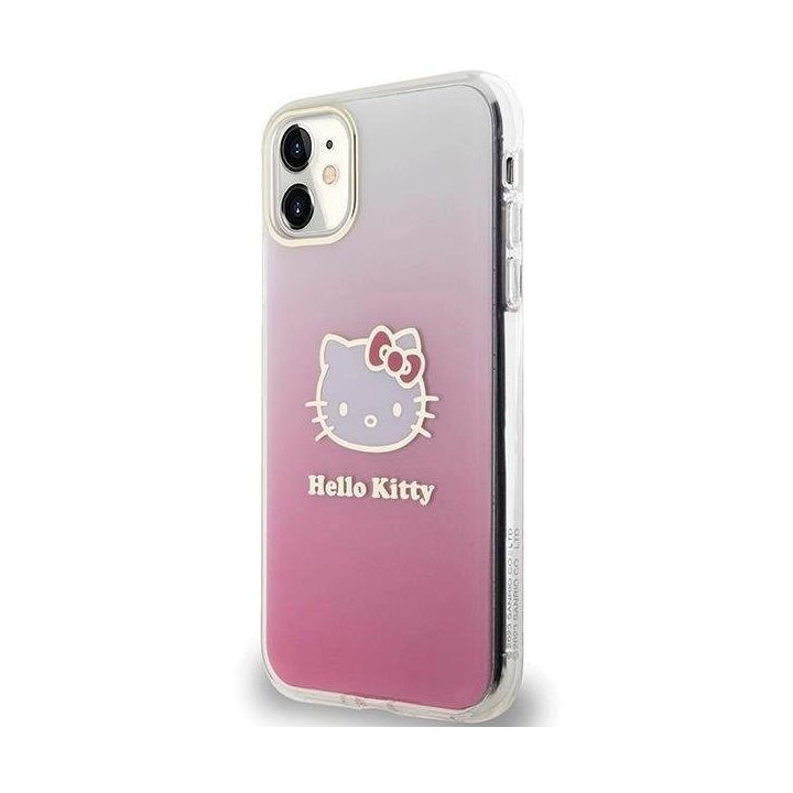 Hello Kitty IML gradientinis Electrop Kitty Head dėklas iPhone 11 / Xr - rožinis