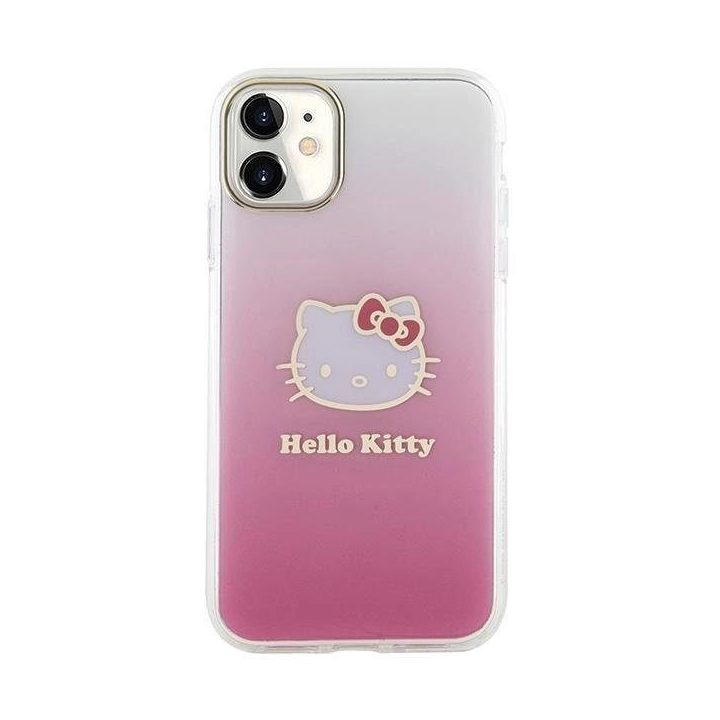 Hello Kitty IML gradientinis Electrop Kitty Head dėklas iPhone 11 / Xr - rožinis