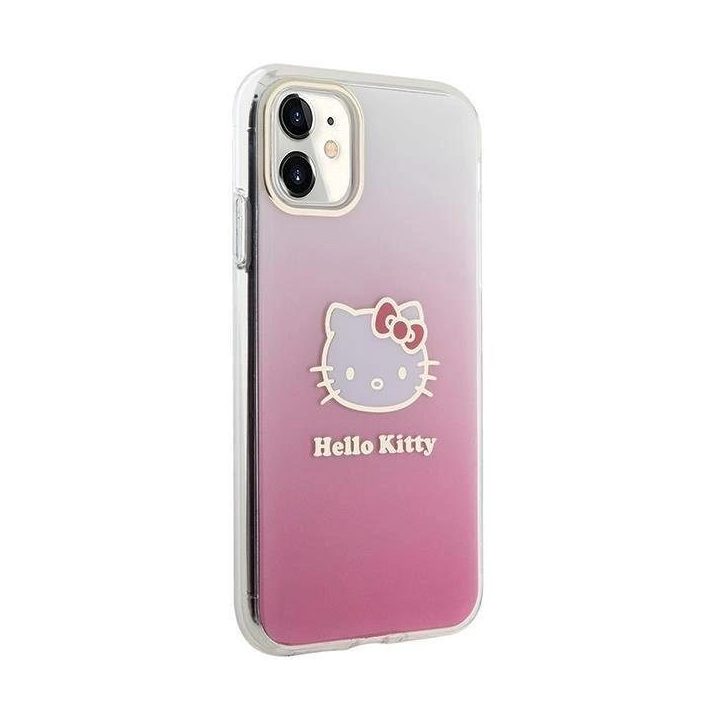 Hello Kitty IML gradientinis Electrop Kitty Head dėklas iPhone 11 / Xr - rožinis