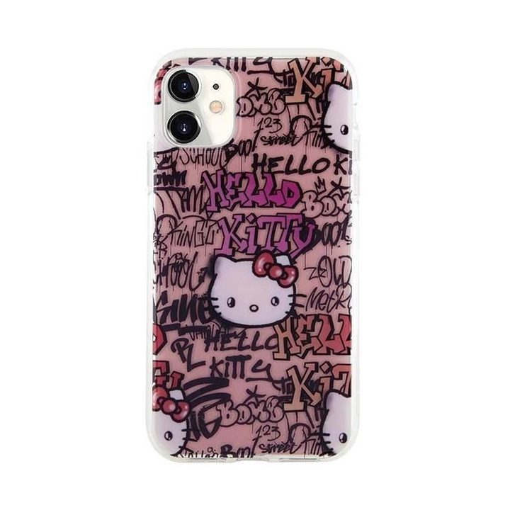 Hello Kitty IML Žymos Graffiti dėklas iPhone 11 / Xr - rožinis