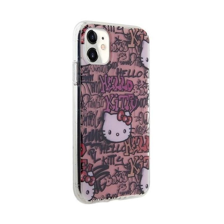 Hello Kitty IML Žymos Graffiti dėklas iPhone 11 / Xr - rožinis