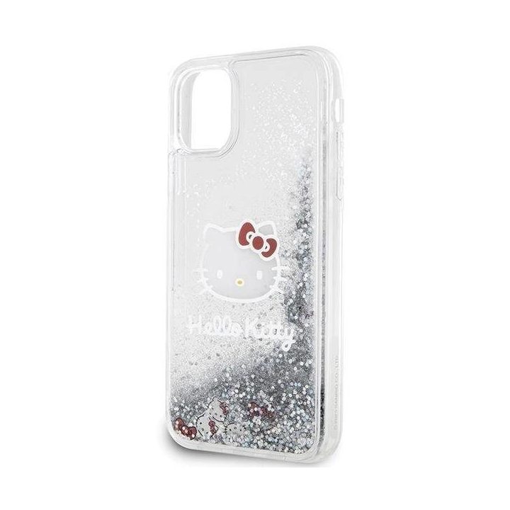 Hello Kitty Liquid Glitter Charms Kitty Head dėklas iPhone 11 / Xr - Sidabrinis