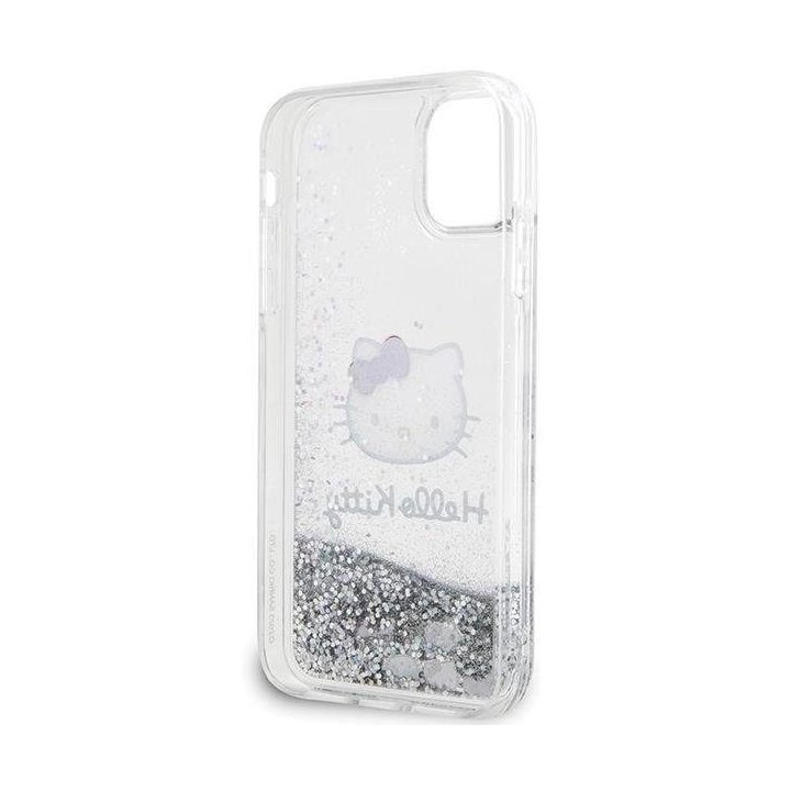 Hello Kitty Liquid Glitter Charms Kitty Head dėklas iPhone 11 / Xr - Sidabrinis