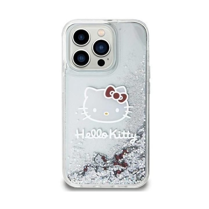 Hello Kitty Liquid Glitter Charms Kitty Head dėklas iPhone 11 / Xr - Sidabrinis