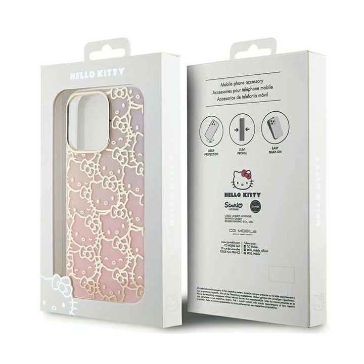 Hello Kitty IML Gradient Electrop Crowded Kitty Head dėklas iPhone 13 Pro Max - Rožinis