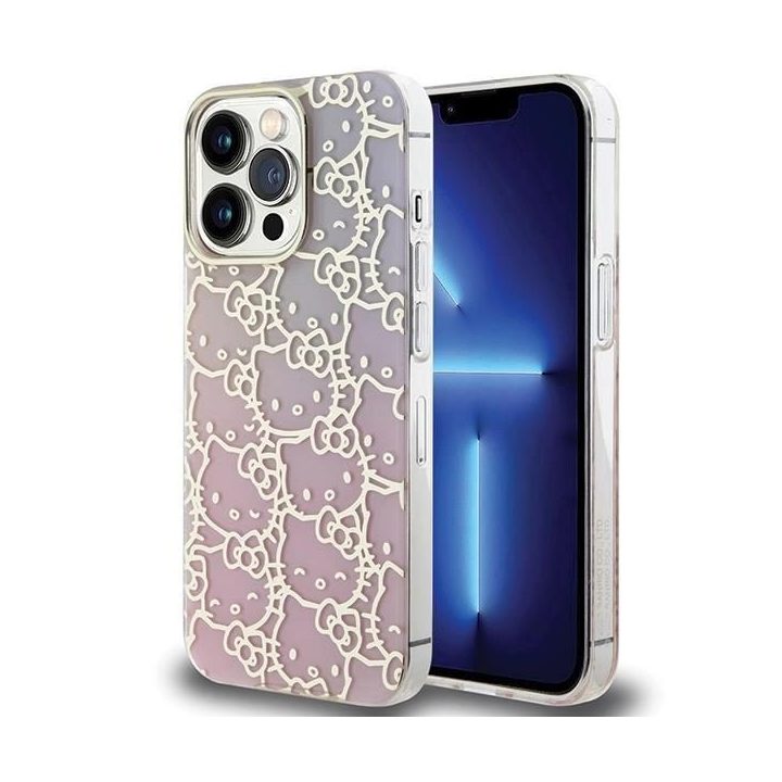 Hello Kitty IML Gradient Electrop Crowded Kitty Head dėklas iPhone 13 Pro Max - Rožinis