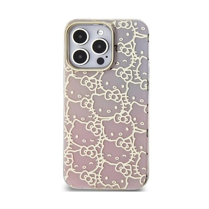 Hello Kitty IML Gradient Electrop Crowded Kitty Head dėklas iPhone 13 Pro Max - Rožinis