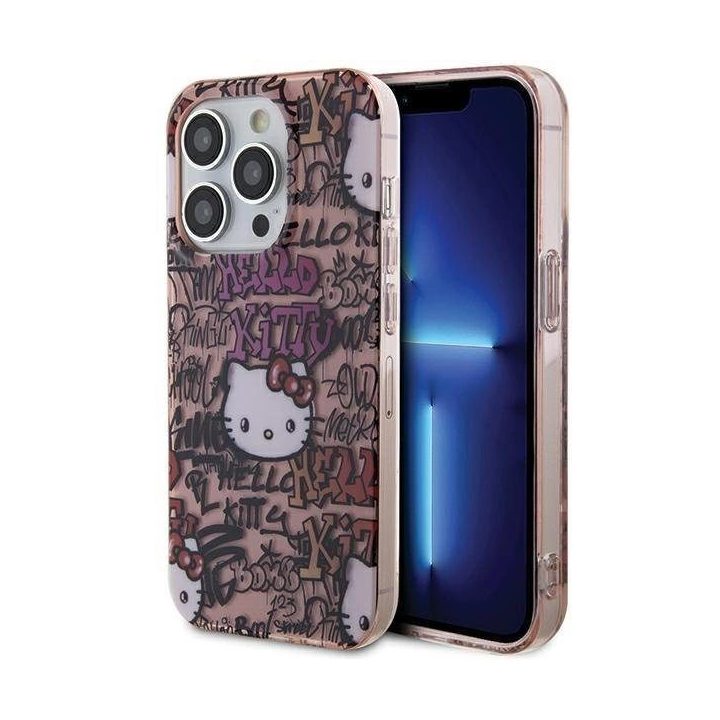 Hello Kitty IML Žymos Graffiti dėklas iPhone 13 Pro Max - rožinis