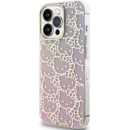 Hello Kitty IML Gradient Electrop Crowded Kitty Head dėklas iPhone 14 Pro - Rožinis