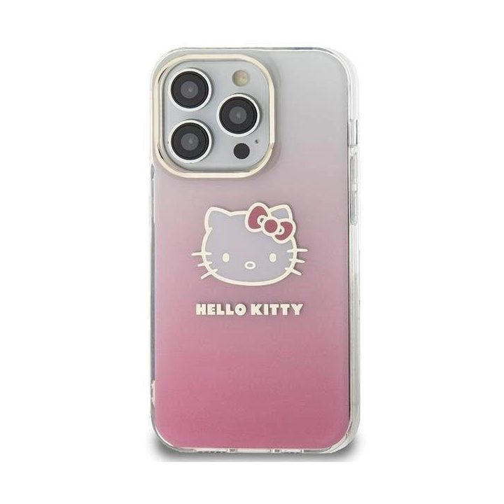 Hello Kitty IML gradientinis Electrop Kitty Head dėklas iPhone 14 Pro - rožinis