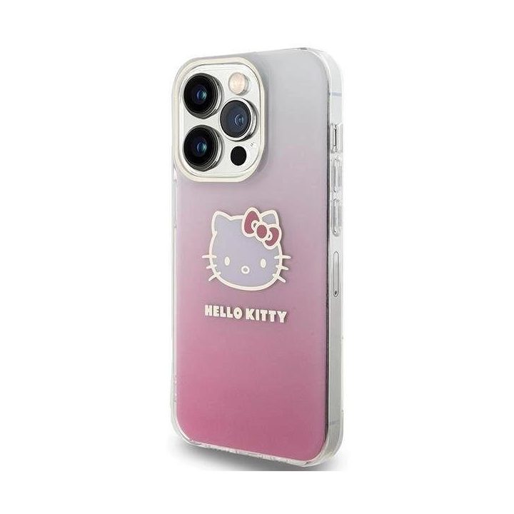 Hello Kitty IML gradientinis Electrop Kitty Head dėklas iPhone 14 Pro - rožinis
