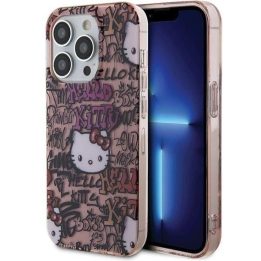 Hello Kitty IML Žymos Graffiti dėklas iPhone 14 Pro - rožinis
