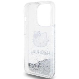 Hello Kitty Liquid Glitter Charms Kitty Head dėklas iPhone 14 Pro - sidabrinis