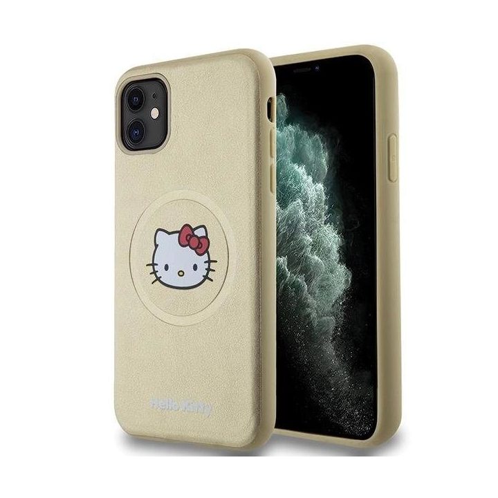 Hello Kitty odinis Kitty Head MagSafe dėklas iPhone 11 / Xr - auksinis