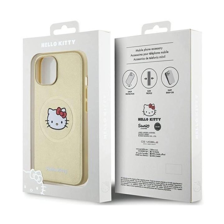 Hello Kitty odinis Kitty Head MagSafe dėklas iPhone 14 - auksinis