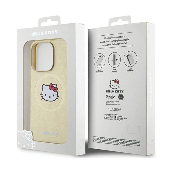 Hello Kitty odinis Kitty Head MagSafe dėklas iPhone 14 Pro Max - auksinis
