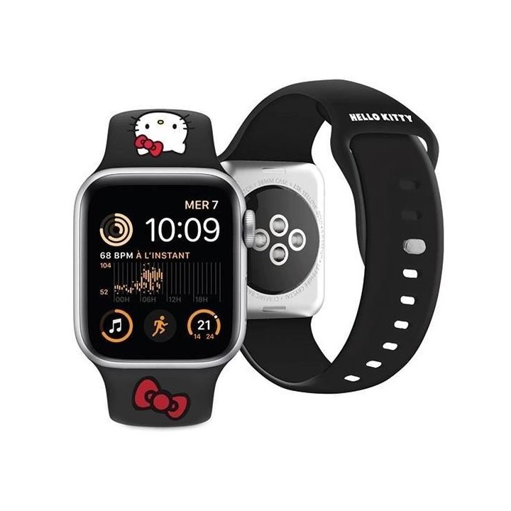 Hello Kitty silikoninis dirželis Apple Watch 38/40/41 mm - juodas