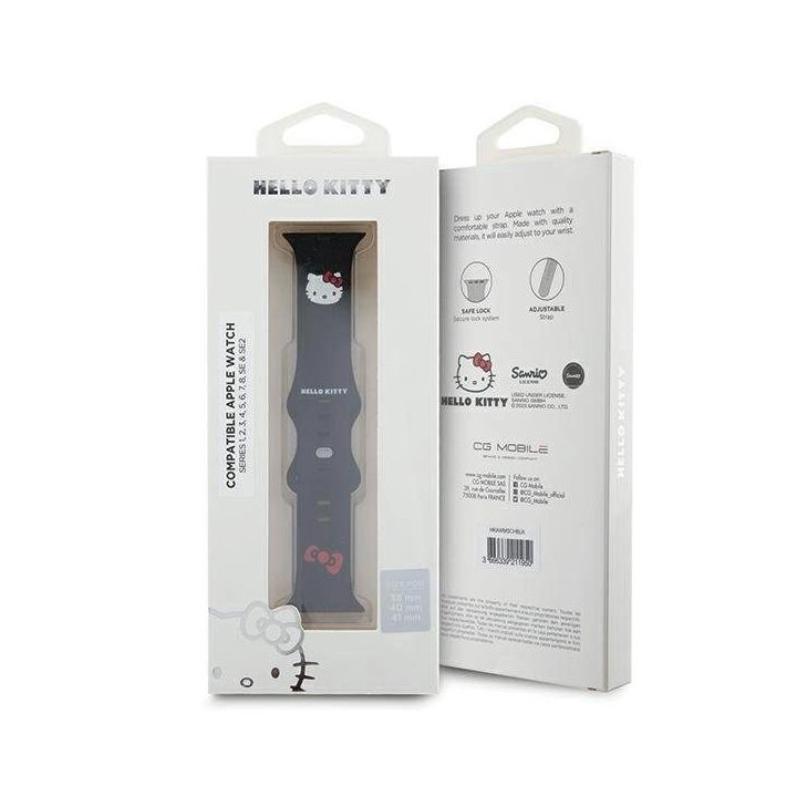 Hello Kitty silikoninis dirželis Apple Watch 38/40/41 mm - juodas