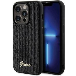 Guess Sequin Script Metalinis dėklas iPhone 13 Pro / 13 - juodas