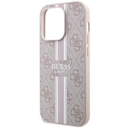Guess 4G Printed Stripes MagSafe dėklas iPhone 15 Pro - rožinis