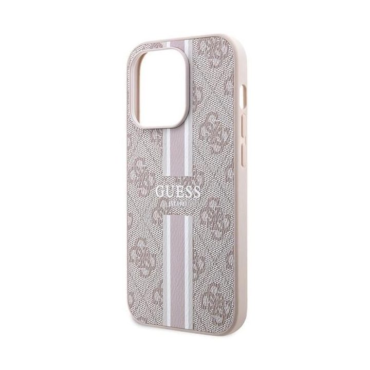 Guess 4G Printed Stripes MagSafe dėklas iPhone 15 Pro - rožinis