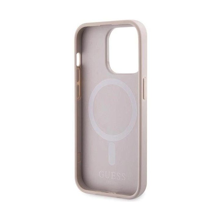 Guess 4G Printed Stripes MagSafe dėklas iPhone 15 Pro - rožinis