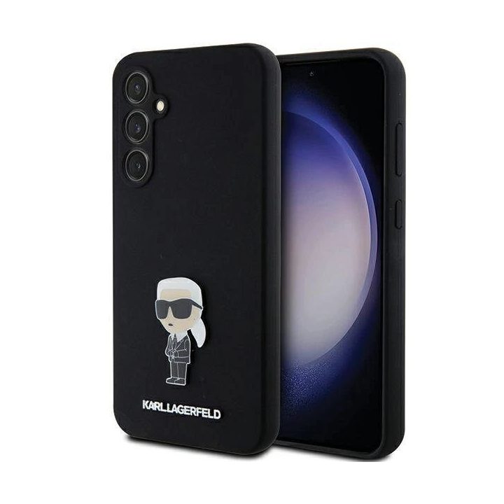 Karl Lagerfeld silikoninis Ikonik Metal Pin dėklas Samsung Galaxy S23 FE - juodas