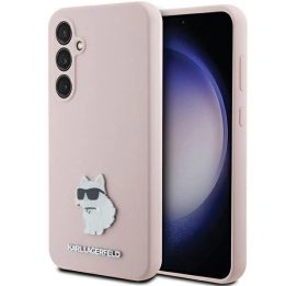 Karl Lagerfeld silikoninis metalinis kaiščio formos dėklas Choupette , skirtas Samsung Galaxy S23 FE - rožinis