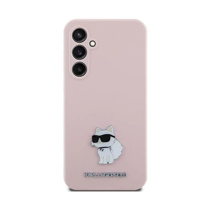Karl Lagerfeld silikoninis metalinis kaiščio formos dėklas Choupette , skirtas Samsung Galaxy S23 FE - rožinis