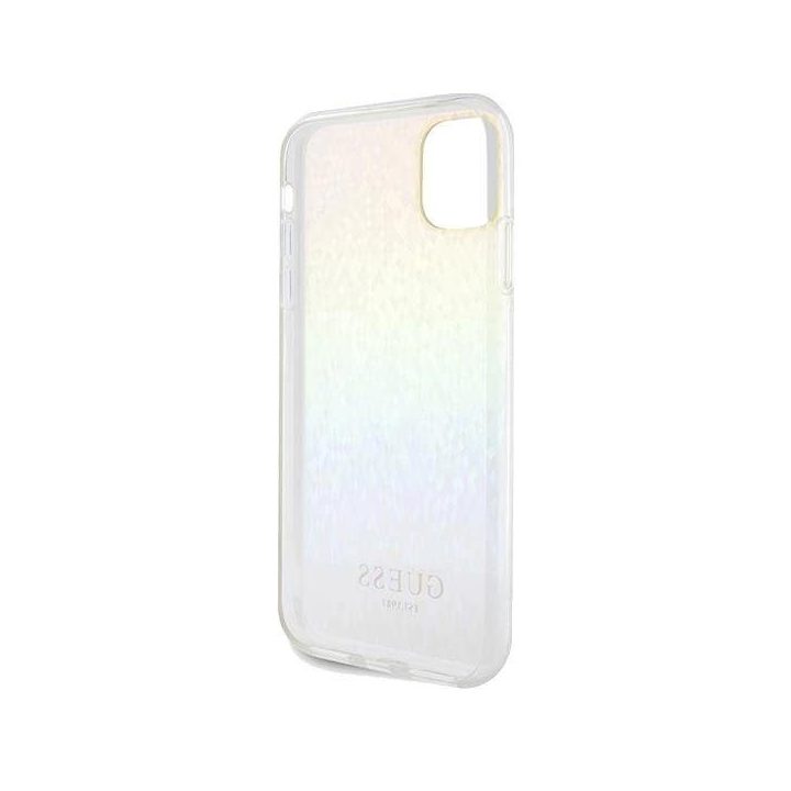 iPhone 11 / Xr - įvairiaspalvis Guess IML Faceted Mirror Disco Iridescent dėklas